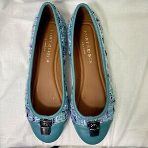 Kurt Geiger Blue and Multicolor Tweed Flats